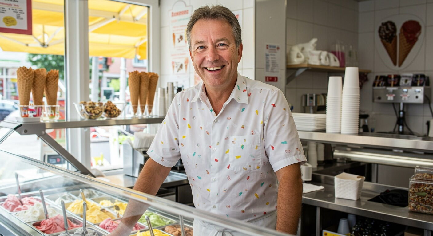 Eis wird von einer Frau mit einem Löffel aus einer Schüssel gegessen